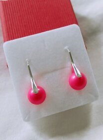 Ag 925 náušnice s Neon Pink perličkami Swarovski Elements - 2