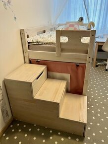 Dětská postel z masivu, schody s úložným prostorem - 2