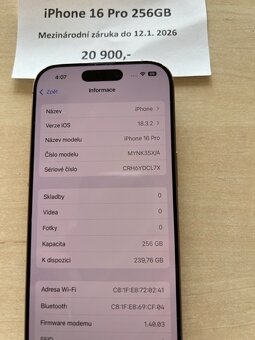 Prodám iPhone 16 Pro 256GB - Zánovní - 2