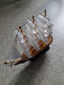 Dřevěná plachetnice trojstěžník - dekorace - 2