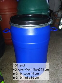 Plastové sudy, barely na vodu, kvas, obilí, IBC nádrž 1000 l - 2