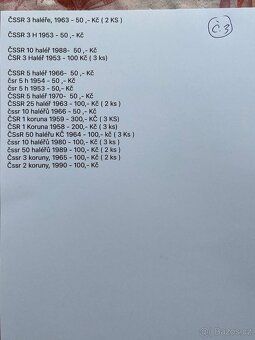Staré mince ČSR, ČSSR, Svk apod. - 2