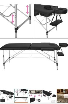 Masážní hliníkový skládací stůl Tectake černý - 2
