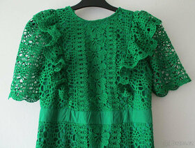 Dámské krajkové pouzdrové šaty zelené S M 36 38 - 2