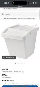 SORTERA Odpadkový koš s víkem, bílá, 60 l - 2