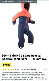 WEDZE dětská hřejivá a nepromokavá lyžařská kombinéza - 2