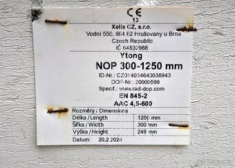 PŘEKLADY YTONG 300x249-1250, 2500 - 2