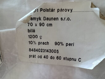 Sada zánovních péřových pratelných lůžkovin s prach. peřím - 2