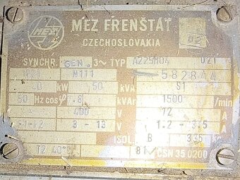 ČKD - MEZ FRENŠTÁT 50 KVA generátor elektro - 2