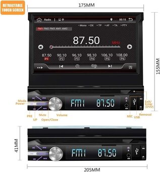 Autorádioandroid 10 Single Din autorádio s Bluetooth, sateli - 2