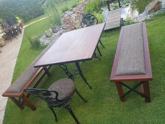Zahradní sestava – stůl, 2 židle, 2 lavice - 2