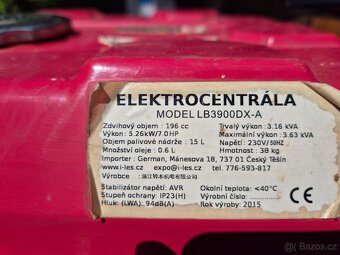 Prodám elektrocentrálu - výkon – 5,26 kW / 7.0 HP - 2