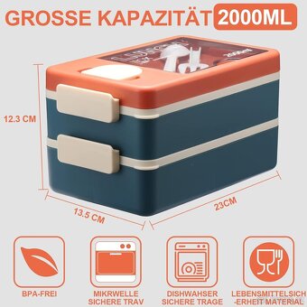 KingCorey Lunch Box 2000 ml, jídelní - svačinový box - 2