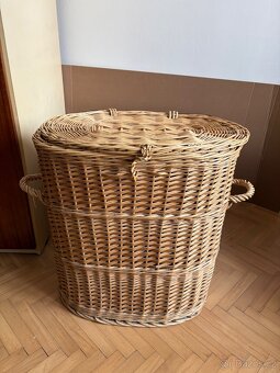 Oválný proutěný koš na prádlo (výška 61 cm) - 2