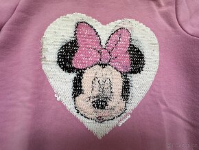 Dívčí růžová mikina, flitry, C&A, Disney Minnie, vel. 128 - 2