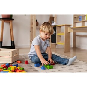 Dřevěné kostky pro děti - barevné 100ks - 2