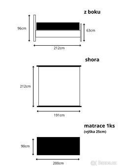 Manželská postel 180x200 s úložným prostorem - 2