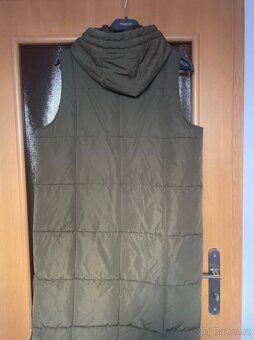 Zimní teplá dlouhá vesta khaki - 2