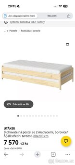 Stohovatelná postel a dvě matrace - 2