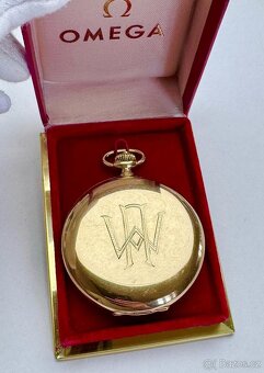 14K ZLATÉ PÁNSKÉ TŘÍPLÁŠŤOVÉ KAPESNÍ HODINKY OMEGA - FUNKČNÍ - 2