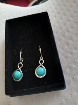 Nenošené stříbrné náušnice prirodni tyrkys - 2