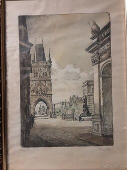 Obraz - věž u Karlova Mostu - 2