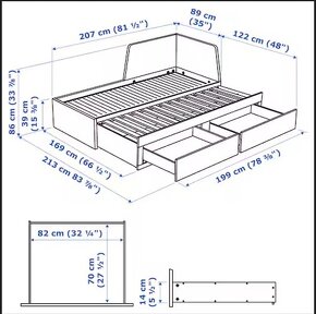 Rozkládací postel se dvěmi matracemi+ulozny prostor - 2