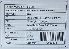 iFlight ProTek35 V1.4 Analog 6S CineWhoop PNP - 2