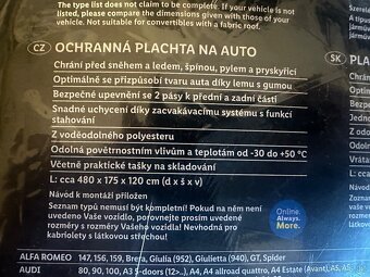 Ochranná plachta na auto - nová - 2