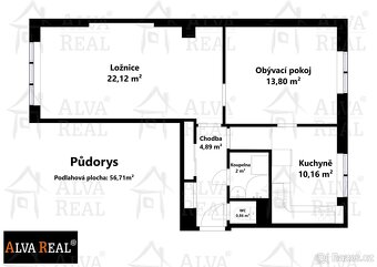Prodej prostorného bytu 2+1 v OV v cihlovém domě, CP 56,7... - 2