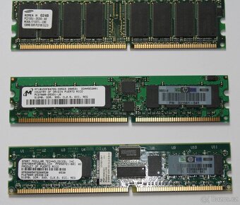 Různé DDR paměti (2× 128MB, 3× 512MB, i ECC) - 2