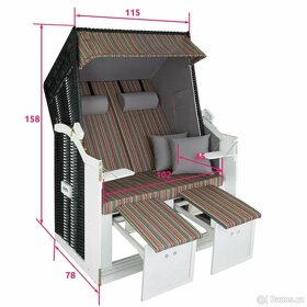 NOVÝ Plážový koš (ratanové lehátko) s polstrováním - 2
