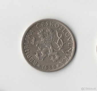 Mince ČSR 1 koruna 1938 - 2
