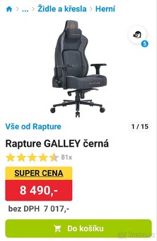 ŠPIČKOVÁ HERNÍ ŽIDLE K PC, RAPTURE PC 8500,- - 2