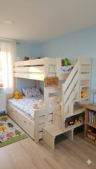 Patrová postel dřevěná,palanda - 2