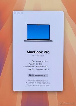 MacBook Pro 16” 2021/32GB RAM/M1 PRO/512GB SSD/Záruka - 2
