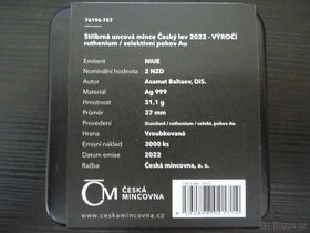 Stříbrná uncová investiční mince Český lev 2022 ruthenium - 2