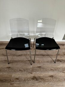 Set 6 ks jídelních židlí, čirý plast + černý plast - 2