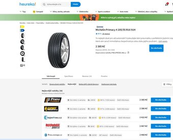 Prodám pneumatiky Michelin Primacy 4_205/55 R16 91H - 2