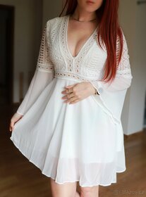 Nádherné nové bílé boho šaty s krajkou - 2