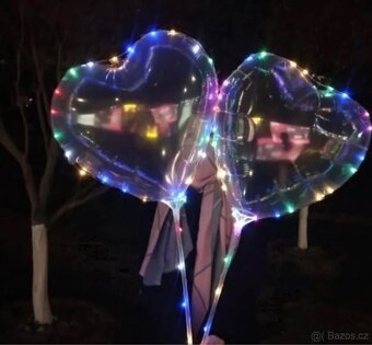 Svítící LED balonek – tvar srdce, NOVÝ, bez baterek - 2