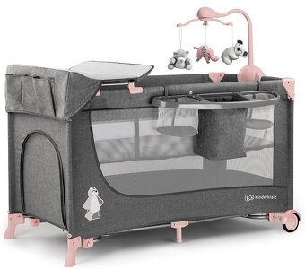 KinderKraft Cestovní postýlka Joy s příslušenstvím růžová - 2