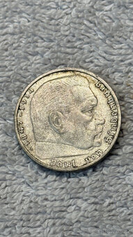 Německo – 2 Reichsmark 1937 (Paul von Hindenburg, Ag 625/100 - 2