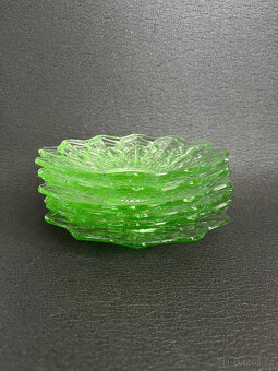 6x talířek 17 cm, zelené sklo, Heřmanova huť - 2