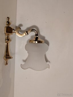 mosazná lampa, lampička, matové stínidlo zvoneček - 2