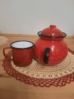 Konvička smaltovaná , háčkovaná dečka - 2