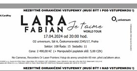 LARA FABIAN : 2 lístky na sezení, 17.4.2024, Praha - 2