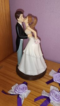 Svatební figurka na dort, vývazky/mašličky - 2