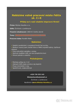 Řidič C+E - 2