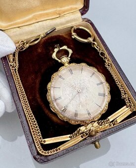 VZÁCNÉ 18K ZLATÉ KAPESNÍ KLÍČOVKY DUCHENE GENEVE S ETUI - 2
